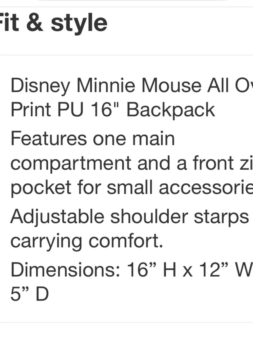 DISNEY NWT  Kids' Minnie 16